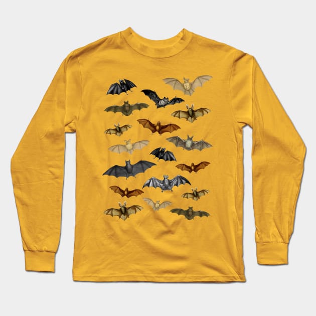 Vintage Dark Academia Bat Illustrations - Halloween Costume Long Sleeve T-Shirt by PUFFYP